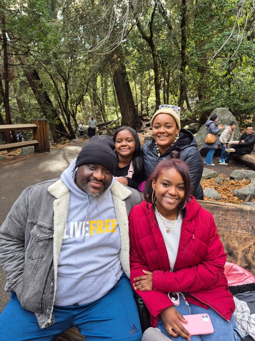 The McBride family at Yosemite Falls