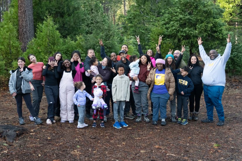 Diverse families gathered together at Yosemite